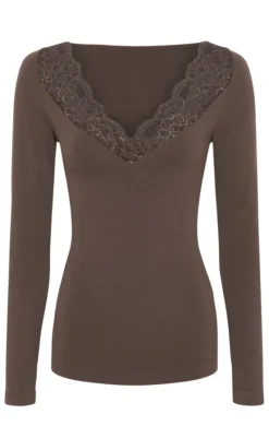 New Tim & Simonsen Bluse - Belen V-Lace - Caffe Bluser