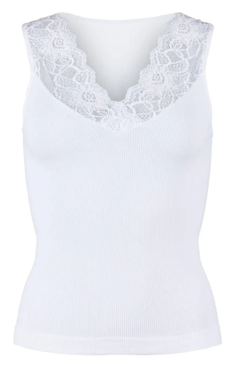 Discount Tim & Simonsen Top - Belen V-Lace - White (vendbar) T-shirts & Toppe