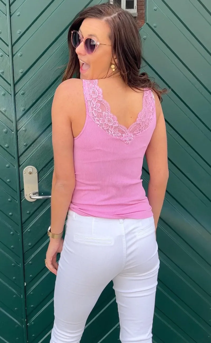 Discount Tim & Simonsen Top - Belen V-Lace - Macaron (vendbar) T-shirts & Toppe