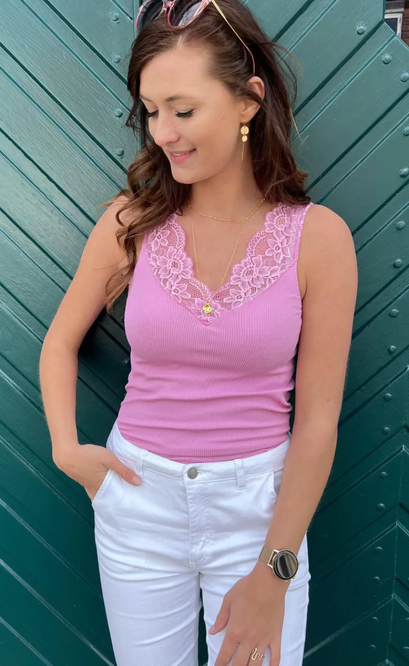 Discount Tim & Simonsen Top - Belen V-Lace - Macaron (vendbar) T-shirts & Toppe
