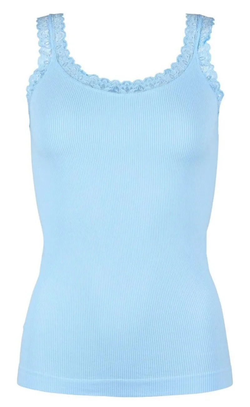 Sale Tim & Simonsen Top - Frida Rib - Azzurro T-shirts & Toppe