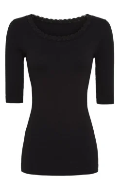 Tim & Simonsen Top - Frida SS - Nero T-shirts & Toppe