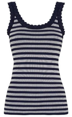 Clearance Tim & Simonsen Top - Isa Rib - Blu/Bianco T-shirts & Toppe