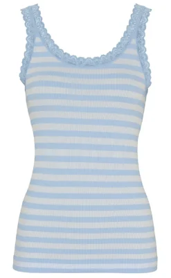 Clearance Tim & Simonsen Top - Isa Rib - Azzurro/Bianco T-shirts & Toppe