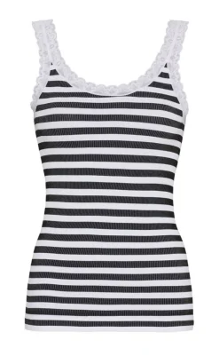 Clearance Tim & Simonsen Top - Isa Rib - Nero-Bianco T-shirts & Toppe
