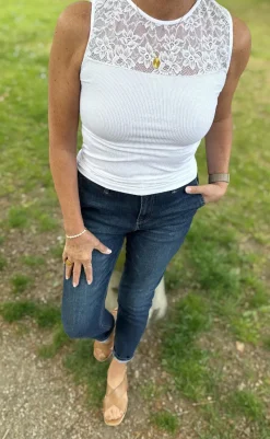 New Tim & Simonsen Top - Nancy Rib - Bianco T-shirts & Toppe