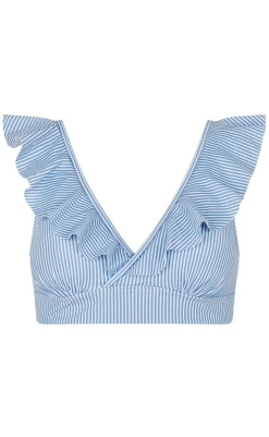 Online Bikini Overdel / Top - Marianna - Blue Stripes Badetøj|T-shirts & Toppe