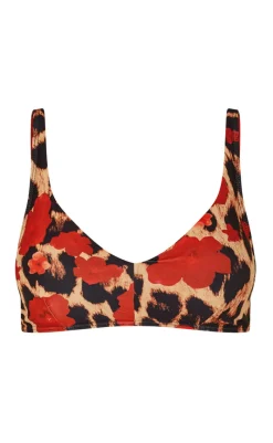 Hot Bikini Overdel / Top - Eda - Leo / Red Flowers Badetøj|T-shirts & Toppe