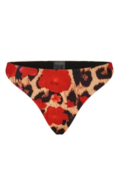 Best Bikini Underdel - Elena - Leo / Red Flowers Badetøj