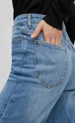 Online VILA Bukser / Jeans - Kelly - Medium Blue Denim Bukser & Jeans