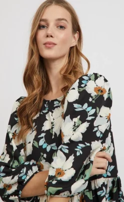 Clearance Kjole - Pay - Black w. flowers Kjoler