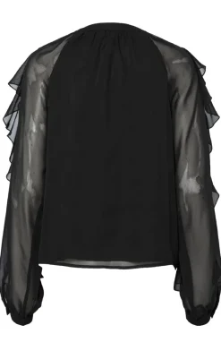Clearance Bluse - Margot Flounce - Black Bluser