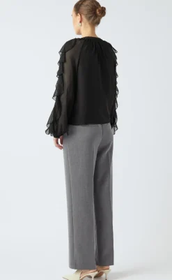 Clearance Bluse - Margot Flounce - Black Bluser