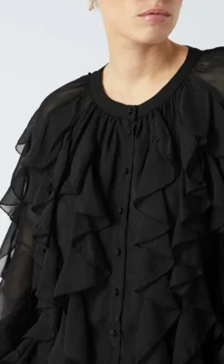 Clearance Bluse - Margot Flounce - Black Bluser